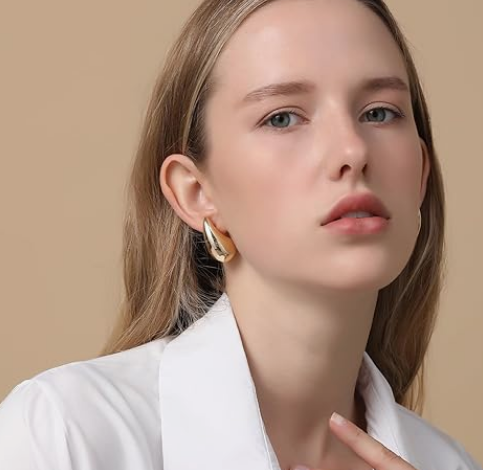 Chunky Gold Hoop Earrings - Image 2