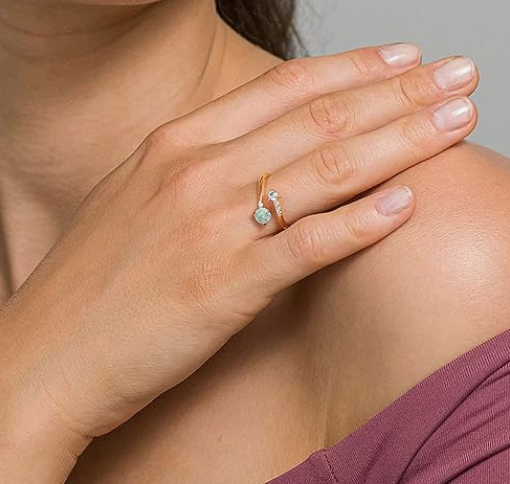 14K Gold Plated Adjustable Opal Stacking Rings for Women - Image 2