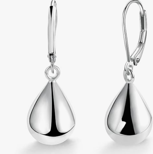 Sterling Silver Teardrop Leverback Earrings for Women Girls Waterdrop