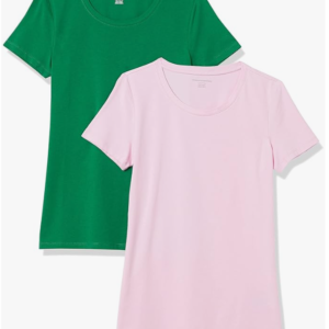 Women's Regular-Fit Short-Sleeve T-Shirt (Crewneck and V-Neck Options), Multipacks