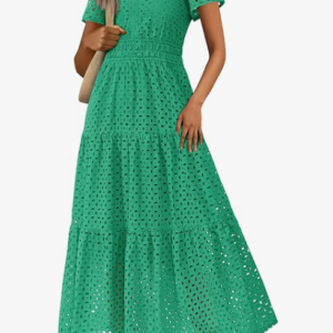PRETTYGARDEN Womens 2026 Summer Maxi Dress Short Sleeve V Neck