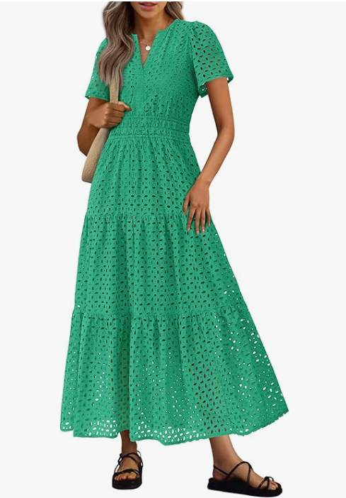 PRETTYGARDEN Womens 2026 Summer Maxi Dress Short Sleeve V Neck