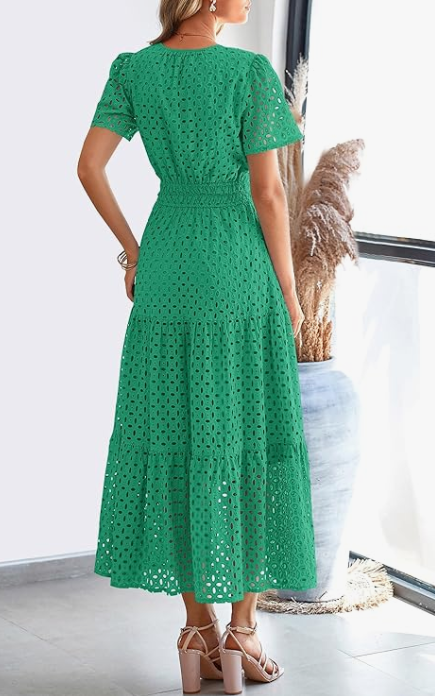 PRETTYGARDEN Womens 2026 Summer Maxi Dress Short Sleeve V Neck - Image 2