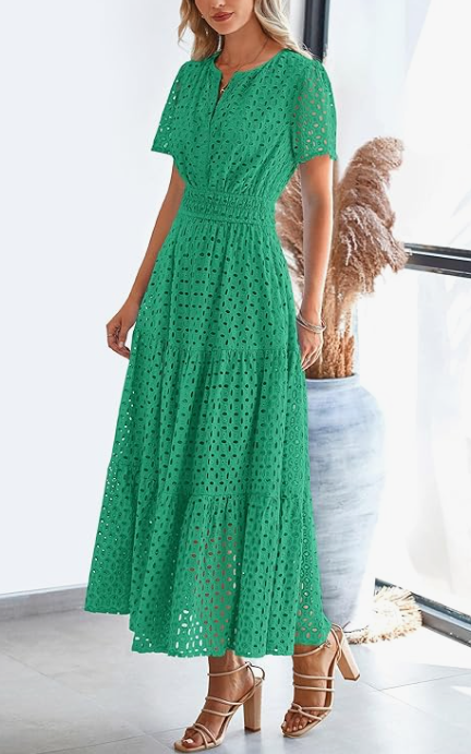 PRETTYGARDEN Womens 2026 Summer Maxi Dress Short Sleeve V Neck - Image 3