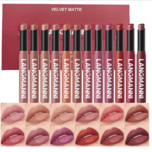 12Pcs Velvet Matte Lipstick Nude Matte Soft Dark Color for Women